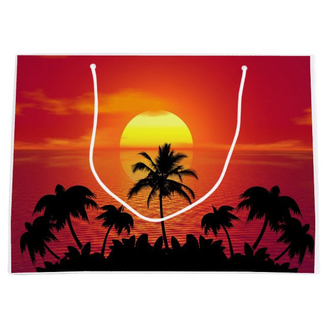 Tropischer Sonnenuntergang Große Geschenktüte (Vorderseite)