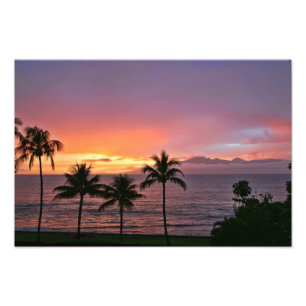 Tropischer Sonnenuntergang Hawaiis auf dem Strand Fotodruck
