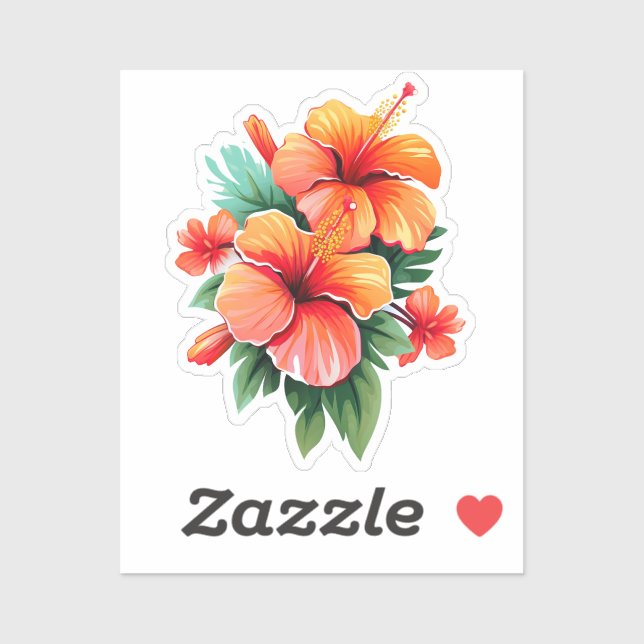 Tropischer Sonnenuntergang: Hibiskus Harmonie Aufkleber (Blatt)
