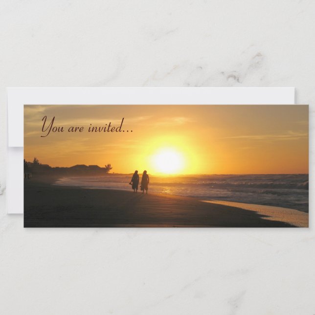 Tropischer Sonnenuntergang Hochzeitsvorlage Einladung (Vorderseite)