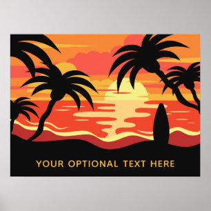 Tropischer Sonnenuntergang, individuelles Textpost Poster