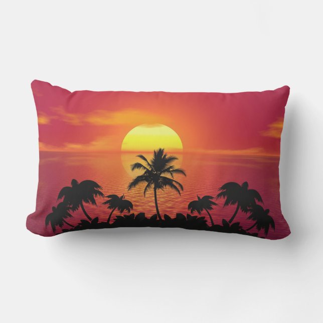 Tropischer Sonnenuntergang Kissen Für Draußen (Vorderseite)