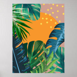 Tropischer Sonnenuntergang Landschaftsdschungel Ab Poster