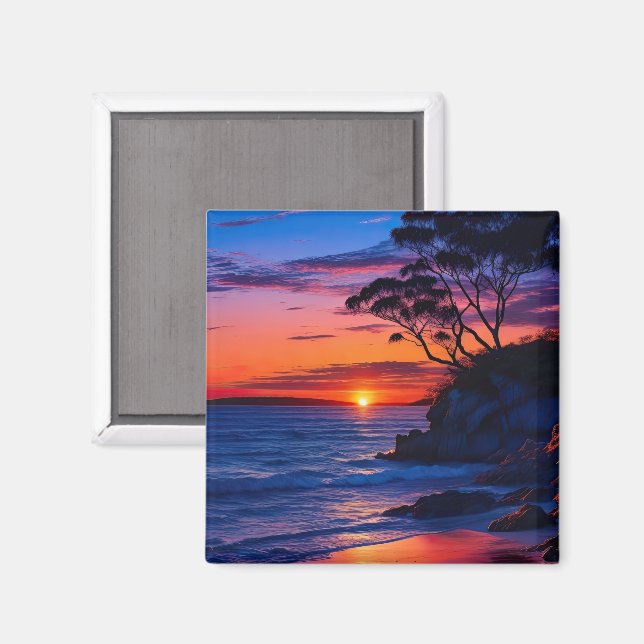 Tropischer Sonnenuntergang Magnet (Vorderseite/Rückseite)