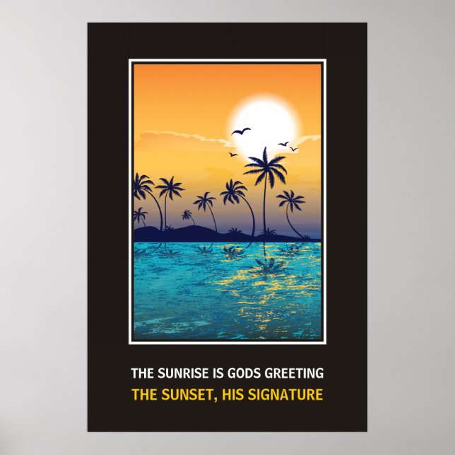 Tropischer Sonnenuntergang mit motivierend Anführu Poster (Vorne)