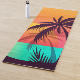 Tropischer Sonnenuntergang mit Palmen Yoga Mat Yogamatte
