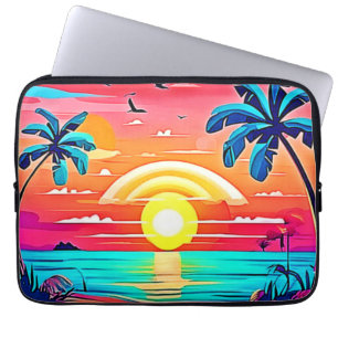 Tropischer Sonnenuntergang mit Regenbogen Laptopschutzhülle