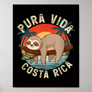 Tropischer Sonnenuntergang Natur Faultier Costa Ri Poster