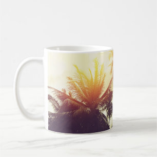 Tropischer Sonnenuntergang: Palmensilhouette Vinta Kaffeetasse
