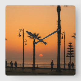 Tropischer Sonnenuntergang - Relaxte Augen Quadratische Wanduhr