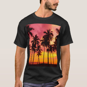 Tropischer Sonnenuntergang: Silhouette in Palm. T-Shirt