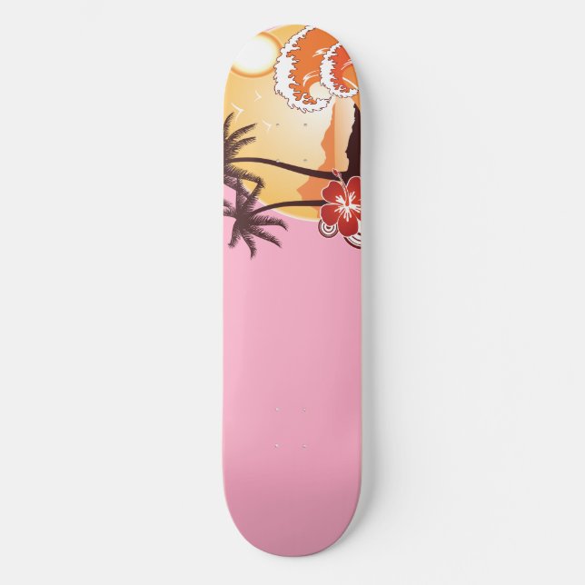 Tropischer Sonnenuntergang Skateboard (Vorderseite)