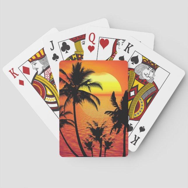 Tropischer Sonnenuntergang Spielkarten (Rückseite)