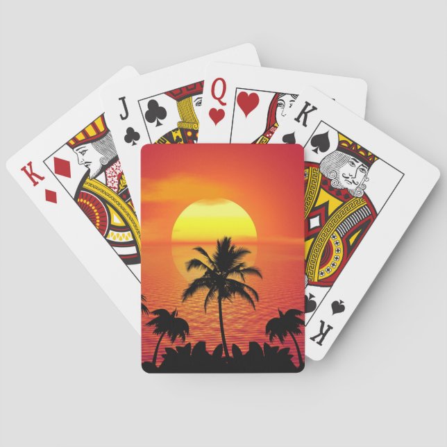 Tropischer Sonnenuntergang Spielkarten (Rückseite)