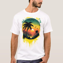 Tropischer Sonnenuntergang-Splash-Shirt
