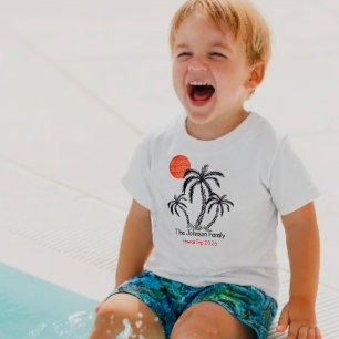 Tropischer Sonnenuntergang Strand Palme Familienur Baby T-shirt