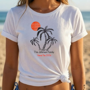 Tropischer Sonnenuntergang Strand Palme Familienur T-Shirt