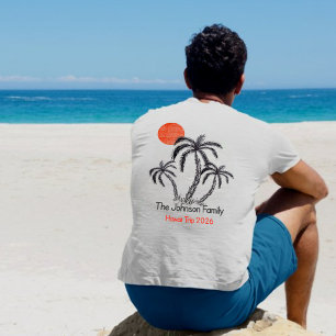 Tropischer Sonnenuntergang Strand Palme Familienur T-Shirt