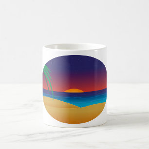 Tropischer Sonnenuntergang Strand Palmenblätter Oz Kaffeetasse