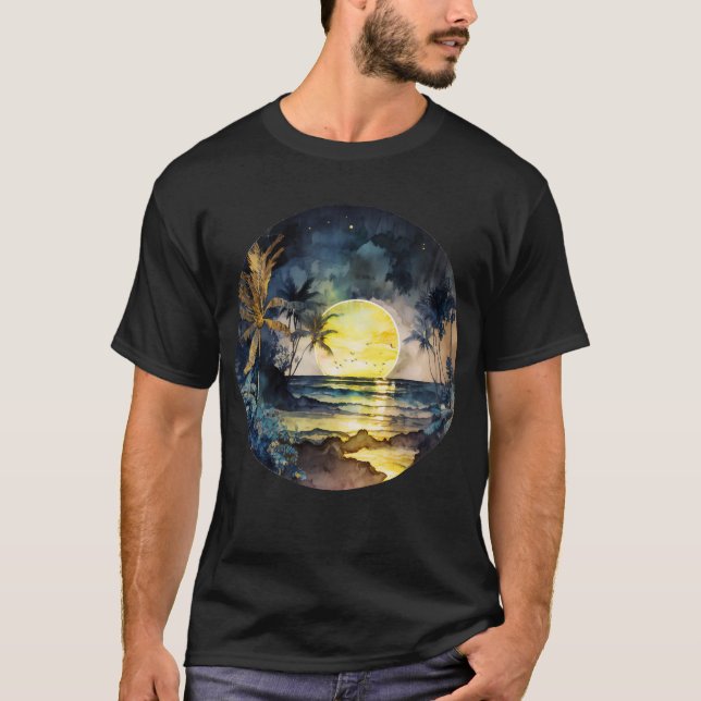 Tropischer Sonnenuntergang T-Shirt (Vorderseite)