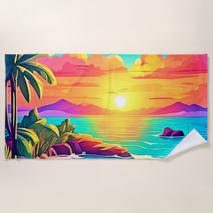 Tropischer Sonnenuntergang: Vivid Sky Strandtuch