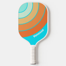 Tropischer Splash Circle Streifen mit Namen Pickleball Schläger