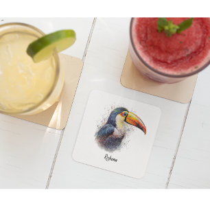 Tropischer Splendor Toucan, kundenspezifisch Glasuntersetzer