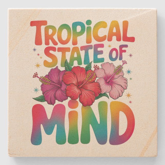 Tropischer Staat von Mind Summer Beach Graphic Steinuntersetzer (Vorderseite)
