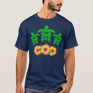Tropischer Stamm Hawaii Grüne Meeresschildkröte H T-Shirt