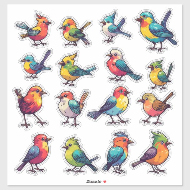 Tropischer Stil Bunter Vogel Sticker Set 🐦 (Blatt)