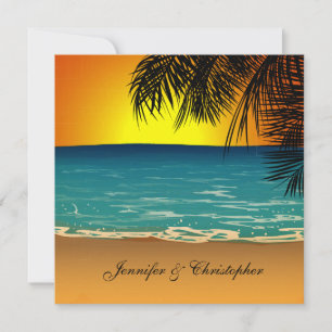 Tropischer Strand bei Sonnenuntergang Einladung