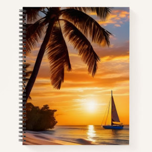 Tropischer Strand bei Sunset Notizbuch