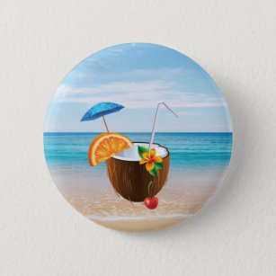 Tropischer Strand, Blauer Himmel, Ozean Sand, Coco Button