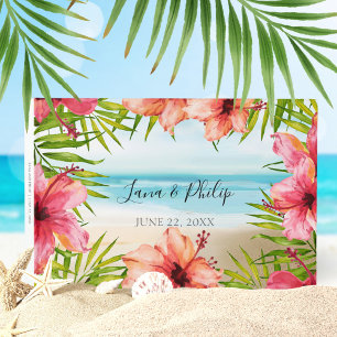 Tropischer Strand Blumen Palme Hochzeit Inselparad Gästebuch
