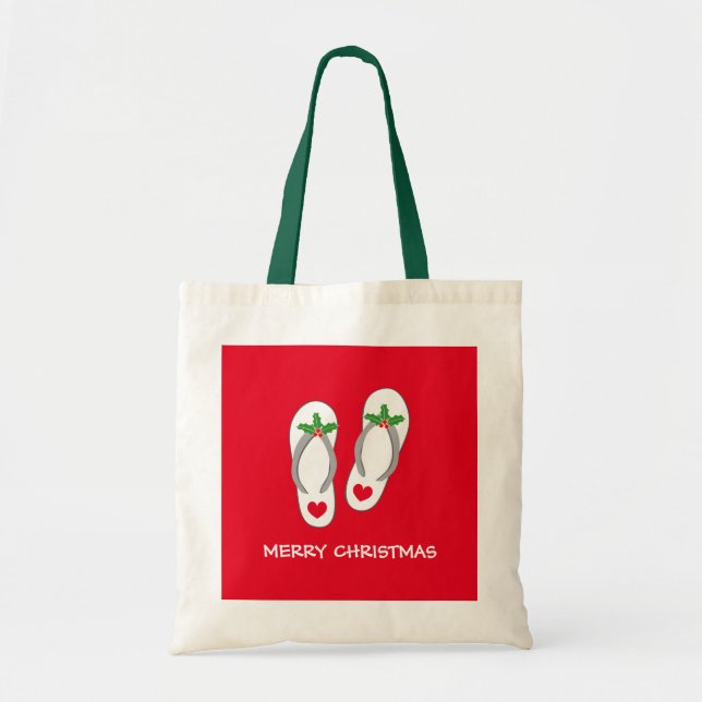 Tropischer Strand der frohen Weihnachten drehen Tragetasche (Vorne)