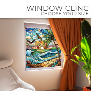 Tropischer Strand Gestaltete Glaskunst Fensteraufkleber