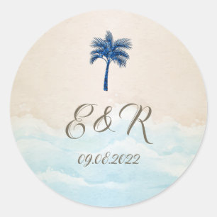 Tropischer Strand Glitter Palme Runder Aufkleber