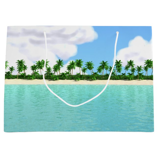 Tropischer Strand Große Geschenktüte (Vorderseite)