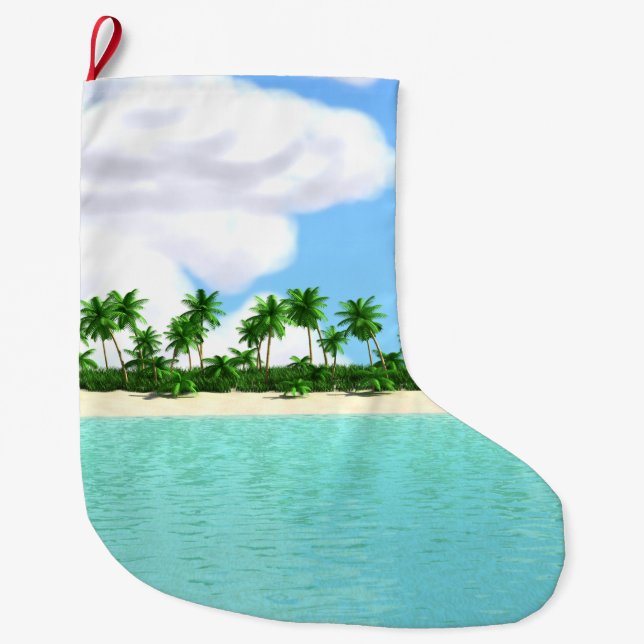 Tropischer Strand Großer Weihnachtsstrumpf (Vorderseite)