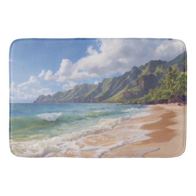 Tropischer Strand Hawaii Badematte (Vorderseite)
