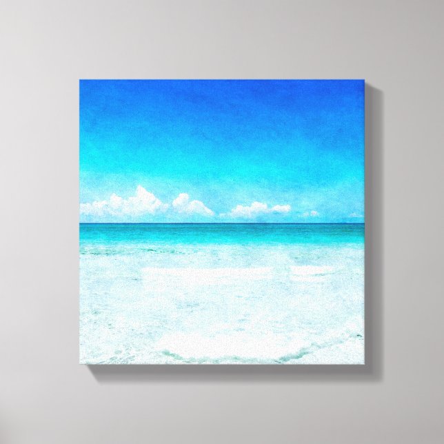 Tropischer Strand im Aquamarinen Aqua Türkis Blue  Leinwanddruck (Vorderseite)