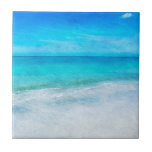 Tropischer Strand im Aquamarinen Aqua Türkise Blu Fliese