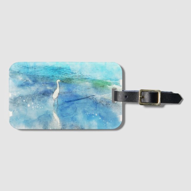Tropischer Strand im Aquamarinen Aqua Türkise Blue Gepäckanhänger (Vorderseite (Horizontal))