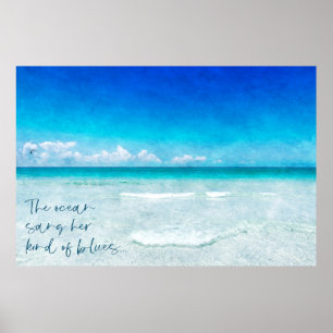 Tropischer Strand in Aquamarinem Aqua Türkise Blue Poster