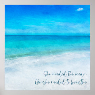 Tropischer Strand in Aquamarinem Aqua Türkise Blue Poster