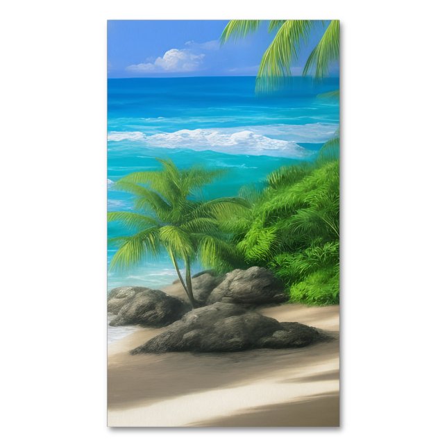 Tropischer Strand Magnetische Visitenkarte (Vorderseite Vertikal)