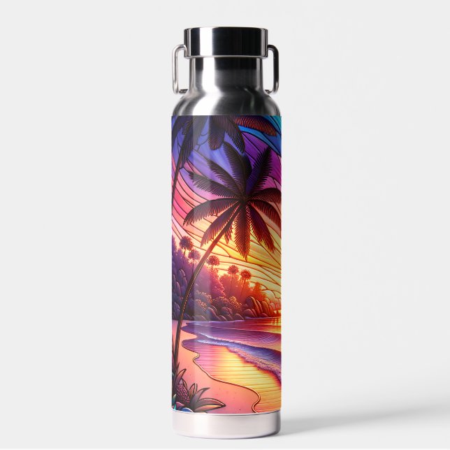 Tropischer Strand mit festem Glass Trinkflasche (Vorne)