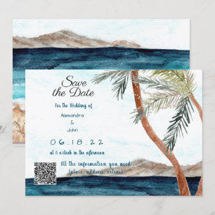Tropischer Strand mit Lichtern Save the Date Einladung
