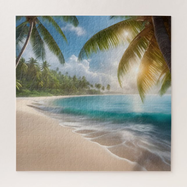 Tropischer Strand mit Palmen (Vertikal)