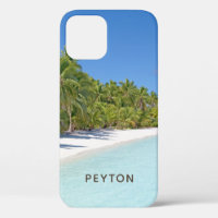 Tropischer Strand mit Palmen Mit Monogramm